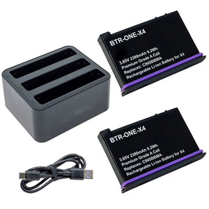 Replacement Battery Kit for Insta360 CINSBBMJ fast charge hub (2-Pack, 2380mAh) + Dual USB Charger