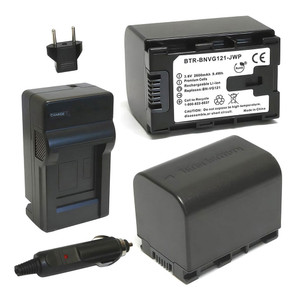 Replacement Battery Kit for JVC Everio GZ-HM650 (2-Pack, 2600mAh) + Charger & Car Adapter