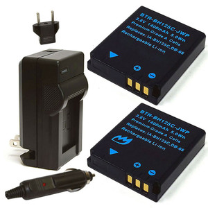 Replacement Battery Kit for Kodak LB-080 (2-Pack, 1400mAh) + Charger & Car Adapter