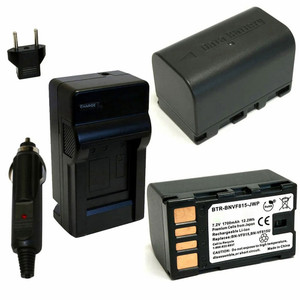Replacement Battery Kit for JVC GC-PX10 (2-Pack, 1700mAh) + Charger & Car Adapter