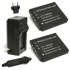 Replacement Battery Kit for Kodak Zi12 (2-Pack, 1100mAh) + Charger & Car Adapter