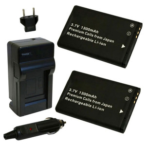 Replacement Battery Kit for Midland XTC300VP4 (2-Pack, 1300mAh) + Charger & Car Adapter