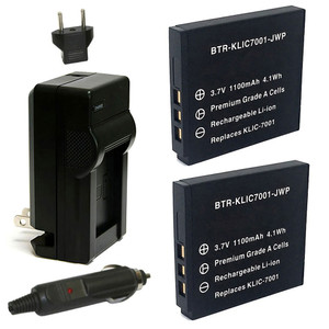 Replacement Battery Kit for Kodak M863 (2-Pack, 1100mAh) + Charger & Car Adapter