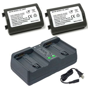 Replacement Battery Kit for Nikon EN-EL18c (2-Pack, 2800mAh) + Dual USB Charger