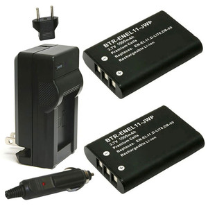 Replacement Battery Kit for Olympus LI-60B (2-Pack, 1000mAh) + Charger & Car Adapter
