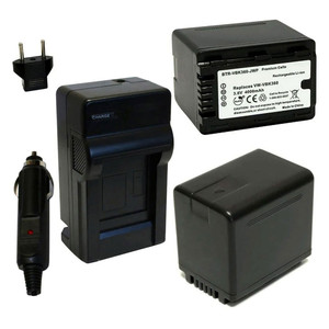 Replacement Battery Kit for Panasonic HC-V700 (2-Pack, 4000mAh) + Charger with EU Plug & 12V Car Adapter