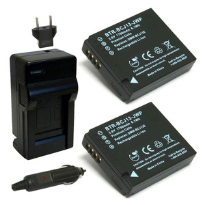 Replacement Battery Kit for Panasonic DMW-BCJ13 (2-Pack, 1600mAh) + Charger & Car Adapter