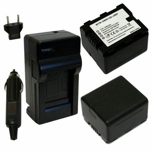 Replacement Battery Kit for Panasonic HC-X910 (2-Pack, 1400mAh) + Charger with EU Plug & 12V Car Adapter