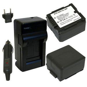 Replacement Battery Kit for Panasonic HDC-HS300 (2-Pack, 1500mAh) + Charger with EU Plug & 12V Car Adapter