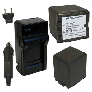 Replacement Battery Kit for Panasonic HDC-TM700 (2-Pack, 3000mAh) + Charger with EU Plug & 12V Car Adapter