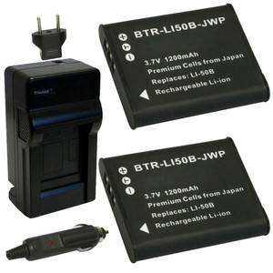 Replacement Battery Kit for Panasonic HX-WA2 (2-Pack, 1200mAh) + Charger & Car Adapter