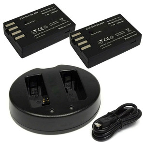 Replacement Battery Kit for Pentax K30 (2-Pack, 1400mAh) + Dual USB Charger
