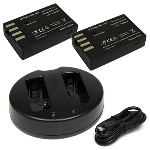 Replacement Battery Kit for Pentax K50 (2-Pack, 1400mAh) + Dual USB Charger