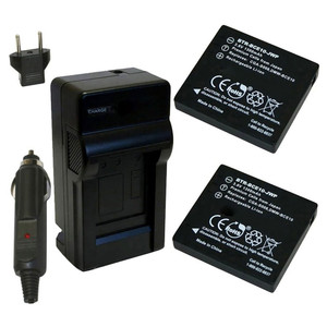 Replacement Battery Kit for Ricoh DB-70 (2-Pack, 1300mAh) + Charger & Car Adapter