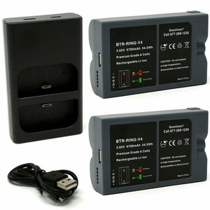 Replacement Battery Kit for Ring Spotlight Cam (2-Pack, 6700mAh) + Dual USB Charger