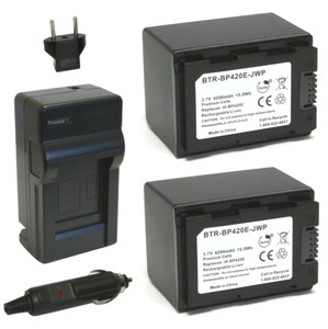 Replacement Battery Kit for Samsung HMX-H200 (2-Pack, 4200mAh) + Charger & Car Adapter