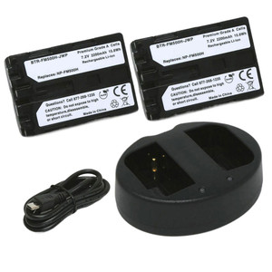 Replacement Battery Kit for Sony Alpha a68 (2-Pack, 2200mAh) + Dual USB Charger