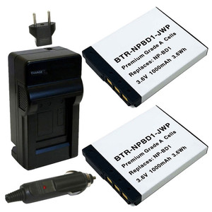 Replacement Battery Kit for Sony DSC-T700 (2-Pack, 1000mAh) + Charger & Car Adapter