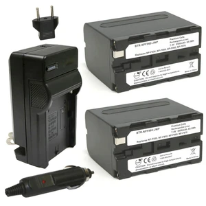 Replacement Battery Kit for Sony HDR-FX1 (2-Pack, 8500mAh) + Charger with EU Plug & 12V Car Adapter