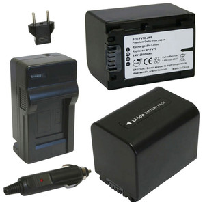 Replacement Battery Kit for Sony HDR-PJ30V (2-Pack, 2500mAh) + Charger & Car Adapter