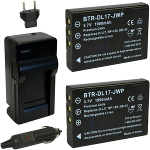 Replacement Battery Kit for Toshiba Camileo H30 (2-Pack, 1900mAh) + Charger & Car Adapter