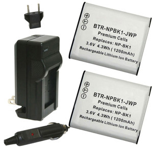 Replacement Battery Kit for Sony Webbie MHS-PM1 (2-Pack, 1200mAh) + Charger & Car Adapter