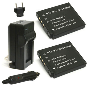 Replacement Battery Kit for Fujifilm BC-50 (2-Pack, 1100mAh) + Charger & Car Adapter
