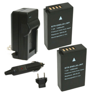 Replacement Battery Kit for Nikon Coolpix A (2-Pack, 1200mAh) + Charger & Car Adapter