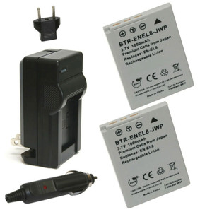 Replacement Battery Kit for Nikon Coolpix S7 (2-Pack, 1000mAh) + Charger & Car Adapter