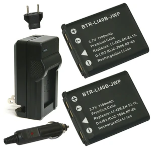 Replacement Battery Kit for Nikon Coolpix S220 (2-Pack, 1100mAh) + Charger & Car Adapter