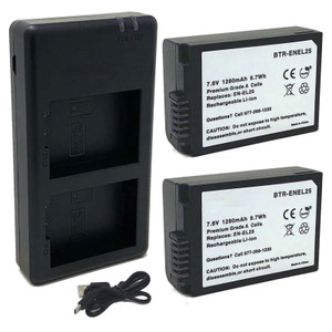 Replacement Battery Kit for Nikon EN-EL25 (2-Pack, 1280mAh) + Dual USB Charger