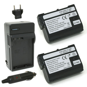 Replacement Battery Kit for Nikon Z f (2-Pack, 2000mAh) + Charger & Car Adapter