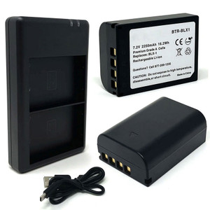 Replacement Battery Kit for Olympus OM SYSTEM OM-1 (2-Pack, 2250mAh) + Dual USB Charger
