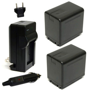 Replacement Battery Kit for Panasonic HC-V510 (2-Pack, 3880mAh) + Charger with EU Plug & 12V Car Adapter
