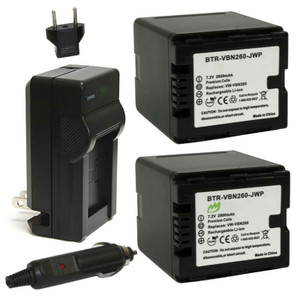 Replacement Battery Kit for Panasonic HC-X920M (2-Pack, 2800mAh) + Charger & Car Adapter