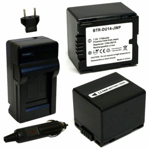 Replacement Battery Kit for Panasonic VDR-M53 (2-Pack, 1700mAh) + Charger & Car Adapter