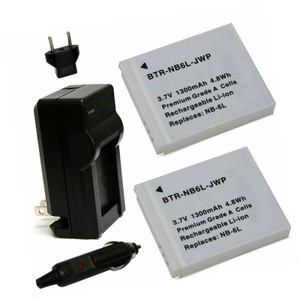 Canon NB-6L, NB-6LH, CB-2LY - Charger with EU Plug & Car Adapter