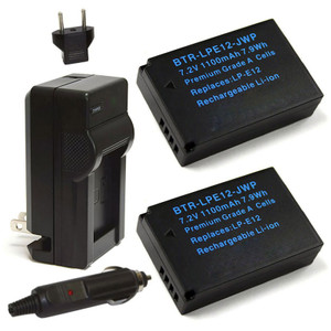 Replacement Battery Kit for Canon EOS M50 (2-Pack, 1100mAh) + Charger & Car Adapter