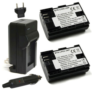 Replacement Battery Kit for Canon XC10 (2-Pack, 2600mAh) + Charger & Car Adapter