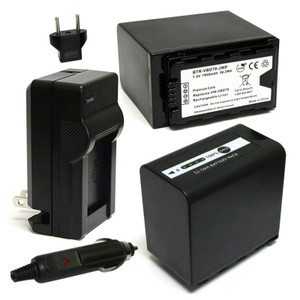 Replacement Battery Kit for Panasonic AG-3DA1 (2-Pack, 7800mAh) + Charger with EU Plug & 12V Car Adapter