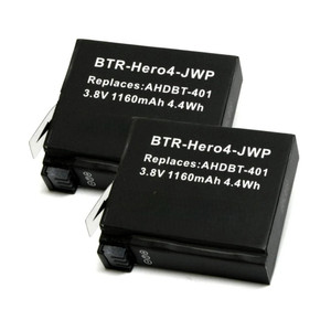Replacement Battery (2-Pack) for GoPro HERO4 Black (1160mAh)