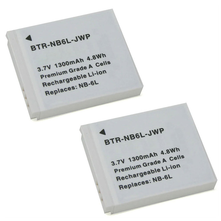2-Pack Canon NB-6LH / NB-6L Lithium-Ion Replacement Batteries (1300mAh)