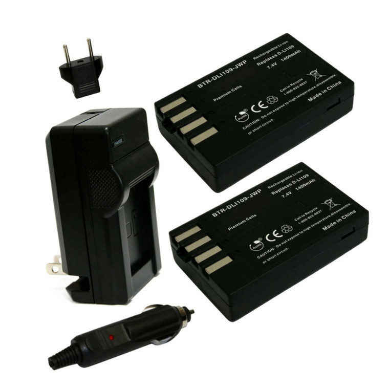 Pentax Kr - Charger with EU Plug & Car Adapter