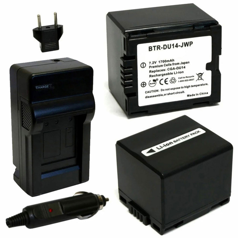 Replacement Battery Kit for Panasonic NV-GS50 Camcorder – 2 Batteries & Travel Charger