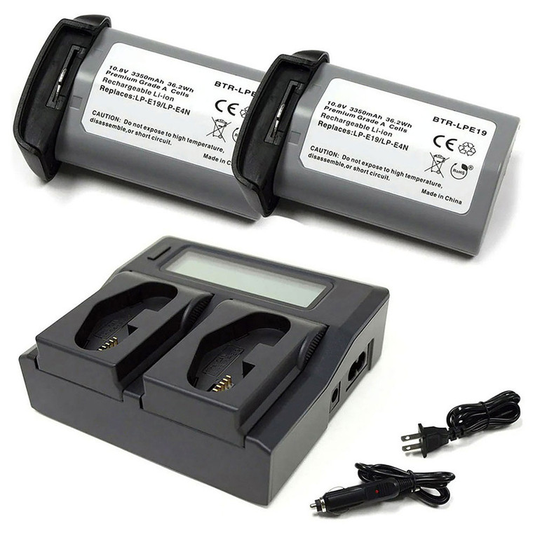 Replacement Battery Kit for Canon EOS-1D Mark III (2-Pack, 3350mAh) + Dual USB Charger