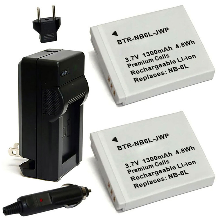 Replacement Battery Kit for CAS HOORUAN (2-Pack, 1300mAh) + Charger with EU Plug & 12V Car Adapter