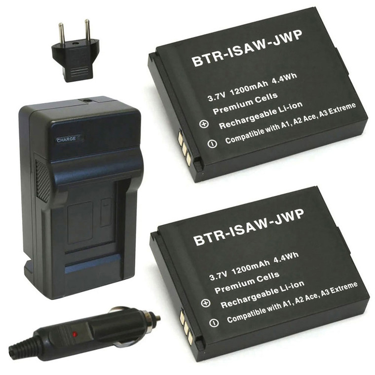 Replacement Battery Kit for ISAW A2 ACE (2-Pack, 1200mAh) + Charger & Car Adapter
