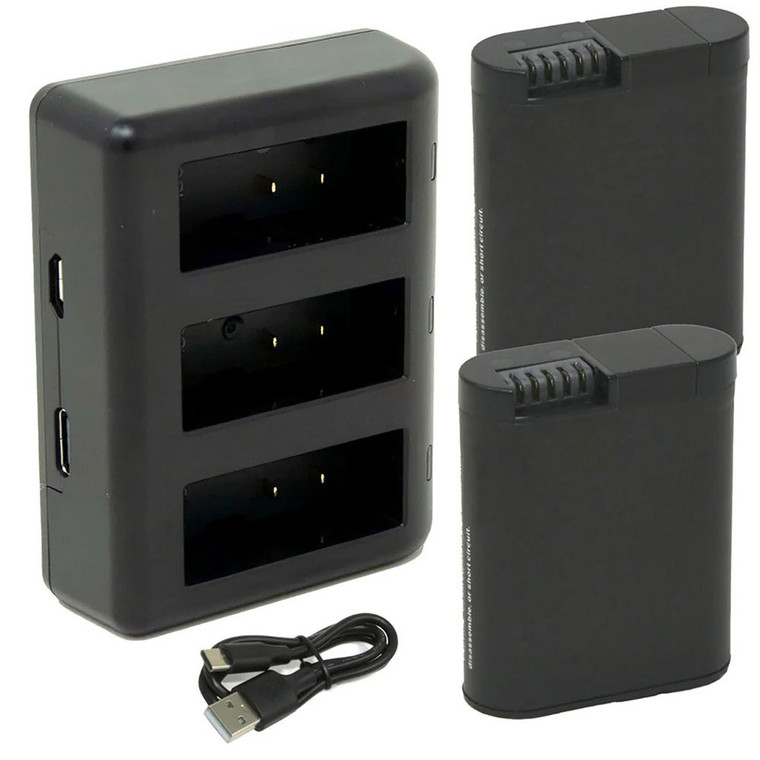 Replacement Battery Kit for GoPro HERO13 Black (2-Pack, 1900mAh) + Triple USB Charger