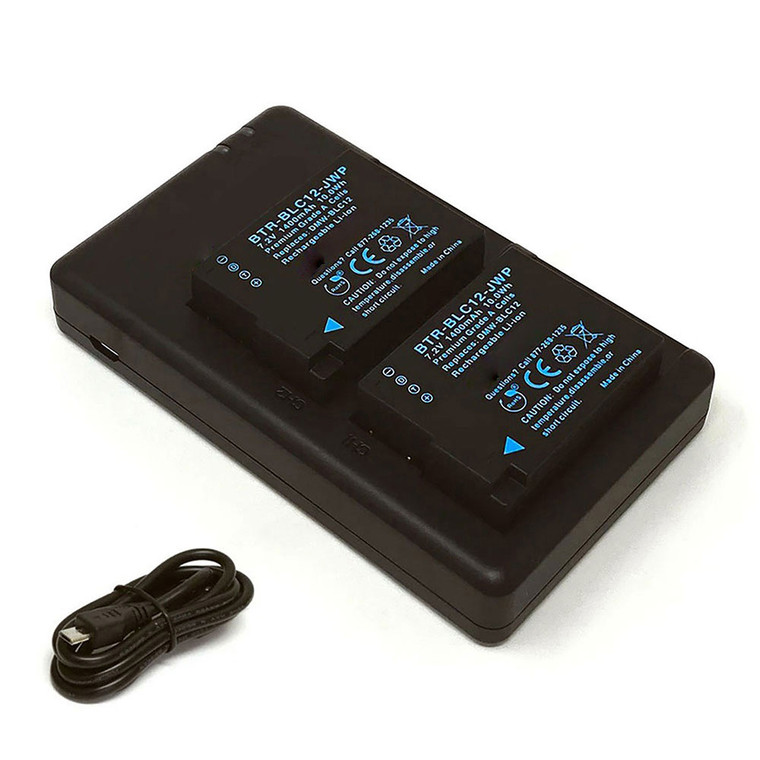 Replacement Battery Kit for Leica BP-DC12 (2-Pack, 1400mAh) + Dual USB Charger
