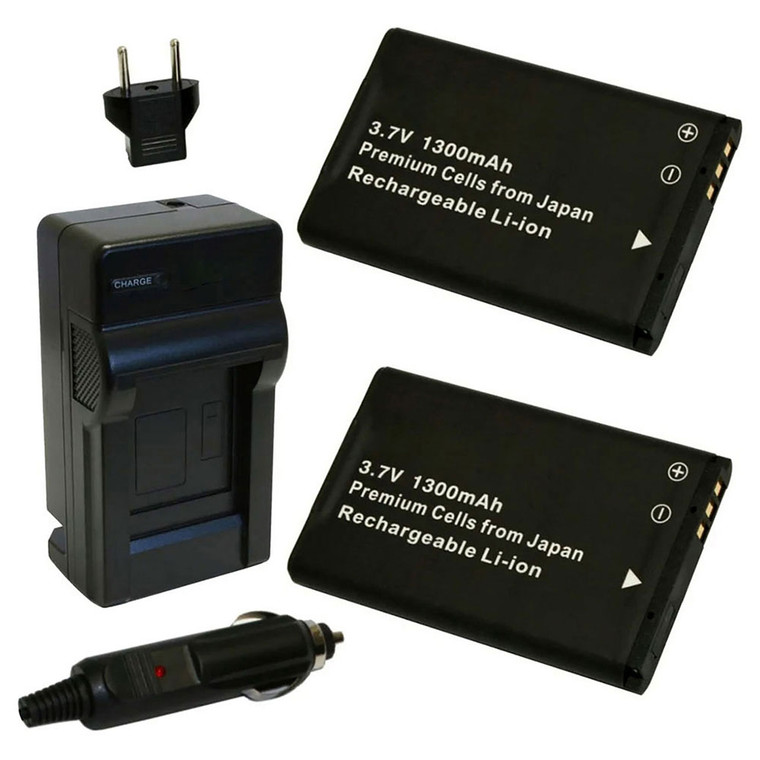 Replacement Battery Kit for Midland XTC-350 (2-Pack, 1300mAh) + Charger & Car Adapter